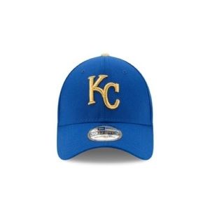 Kansas City Royals New Era 39Thirty Flex Fit KC Hat Blue Gold Size M/L